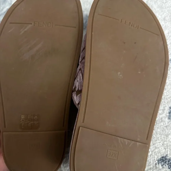 Fendi Mauve and Taupe Sandals with Gold Buckles - Picture 4 of 4